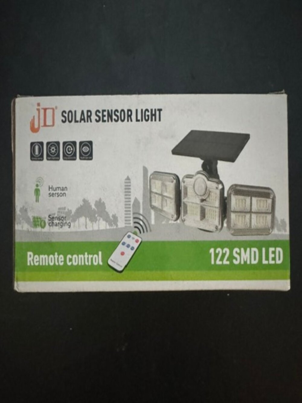 Solar Motion Sensor Light LED Outdoor Security Flood Light Remote Control NEW